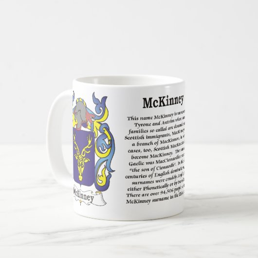 マグのMcKinney家族の紋章付き外衣 コーヒーマグカップ (正面左)