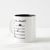 マグは"…に関して…鳴きますか。! " ツートーンマグカップ (正面左)