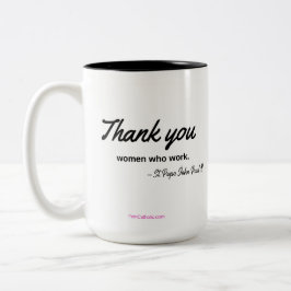 マグを働かせる女性ありがとう ツートーンマグカップ
