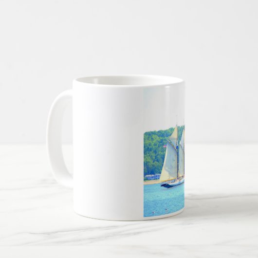 マグを航海する2隻のスクーナー船 コーヒーマグカップ (正面左)