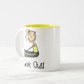 マグを解決している女の子 ツートーンマグカップ (正面左)