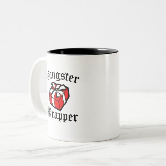 マグを言うギャングのラッパーのおもしろいなクリスマス ツートーンマグカップ (正面左)