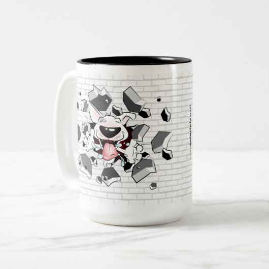 "マグを通したおもしろいなブルテリアの漫画"壊れ目 ツートーンマグカップ (正面左)