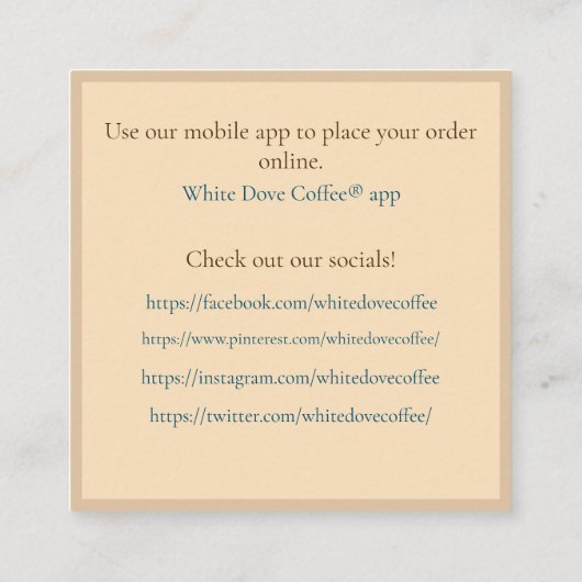 マグアンドコーヒービーンズカフェバリスタコーヒー スクエア名刺 (裏面)