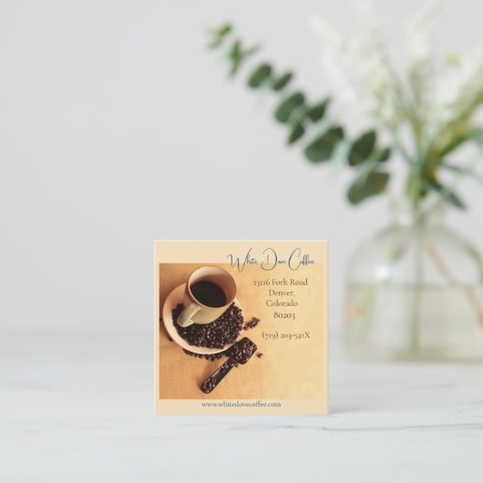 マグアンドコーヒービーンズカフェバリスタコーヒー スクエア名刺 (スタンド正面)