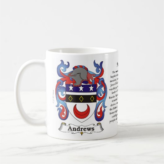 マグアンドリュース家族の紋章付き外衣 コーヒーマグカップ (左)