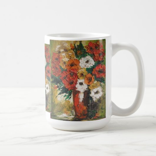 マグアン絵画ヘイズの赤い花が混ざった コーヒーマグカップ (右)