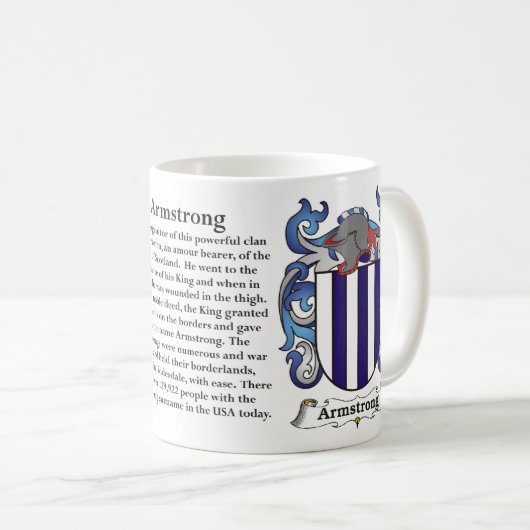 マグアームストロング家族の紋章付き外衣 コーヒーマグカップ (正面右)