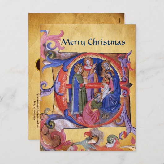 マグィクリスマスパーチメント赤い宝石の崇拝 シーズンポストカード (正面/裏面)