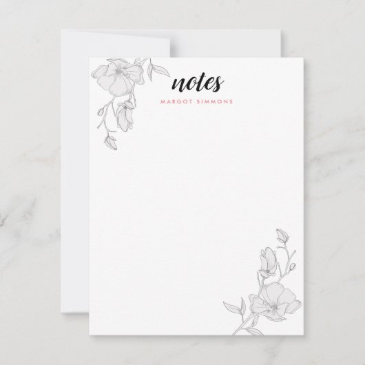 マグエレガントノリア·フラパーソナライズされたワーズ ノートカード (正面)
