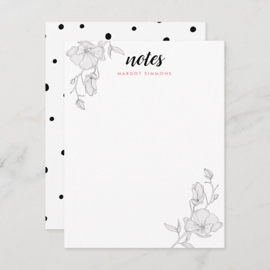 マグエレガントノリア·フラパーソナライズされたワーズ ノートカード (正面/裏面)