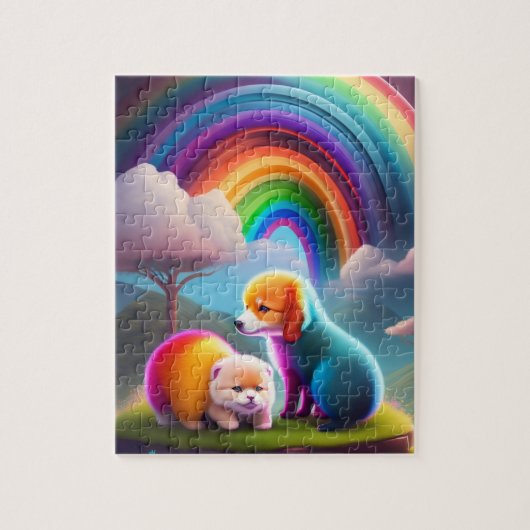 マグカカラフルックの森の小犬 ジグソーパズル (縦)
