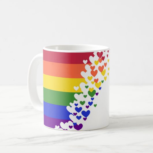マグカスタマイズ- LGBT国旗のハート コーヒーマグカップ (正面左)