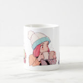 マグカップで女の子を飲む コーヒーマグカップ (中央)