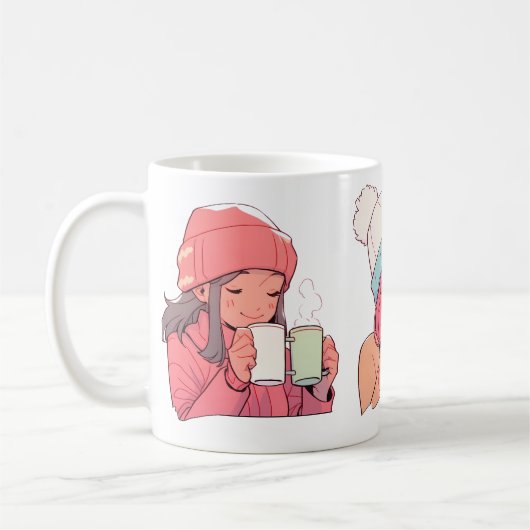 マグカップで女の子を飲む コーヒーマグカップ (左)