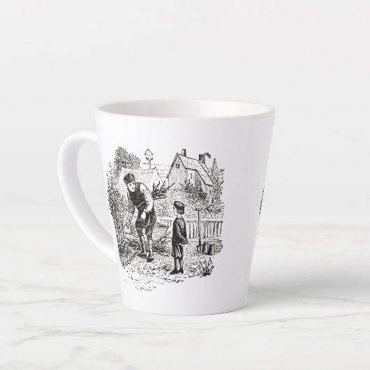 マグカップとアンティーク園芸画像 カフェラテマグ (左アングル)