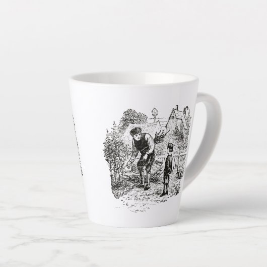 マグカップとアンティーク園芸画像 カフェラテマグ (右アングル)