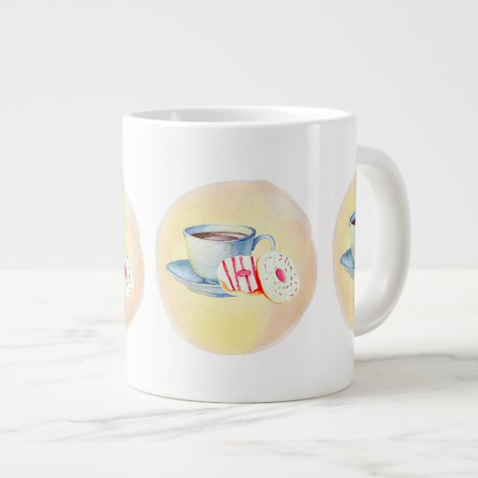 マグカップとコーヒー&ドーナツのイメージ ジャンボコーヒーマグカップ (正面右)
