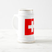 マグカップとスイス国旗 ビールジョッキ (正面左)