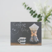 マグカップとポットでコーヒー時間 ポストカード (スタンド正面)