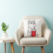 マグカップと飲料用ストローでハムスター クッション (椅子)