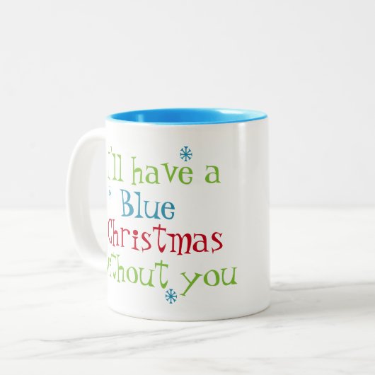 マグカップなしで青いクリスマスを過ごそう ツートーンマグカップ (正面左)