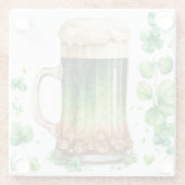 マグカップに入った水色アイリッシュグリーンビール ガラスコースター (裏面)