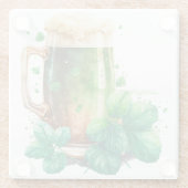 マグカップに入った水色アイリッシュグリーンビール ガラスコースター (裏面)