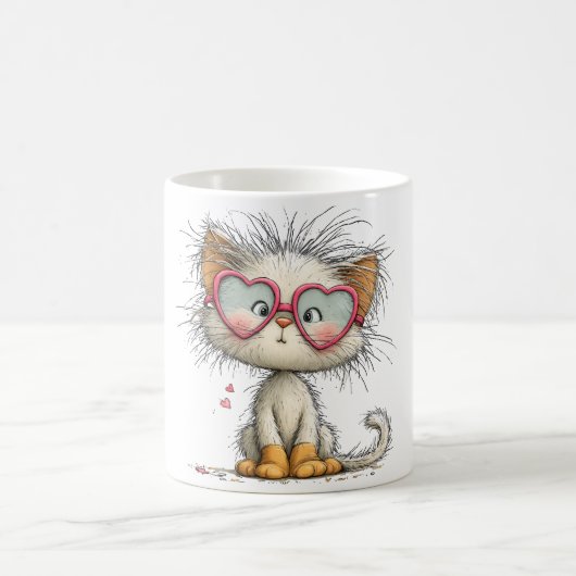 マグカップに描かれたかわいい子猫 コーヒーマグカップ (中央)