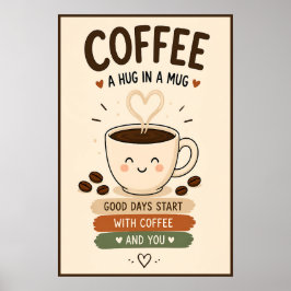 マグカップに込めた1杯のコーヒーと抱擁 16x24 ポスター