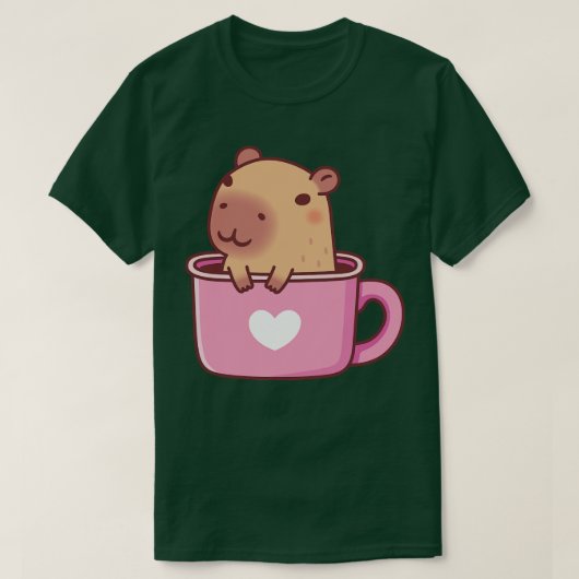 マグカップのかわいいキャピバラ Tシャツ (デザイン正面)