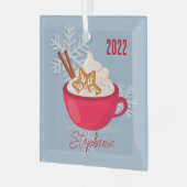 マグカップのクリスマスの味 ガラスオーナメント (正面左)