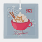 マグカップのクリスマスの味 ガラスオーナメント (正面)