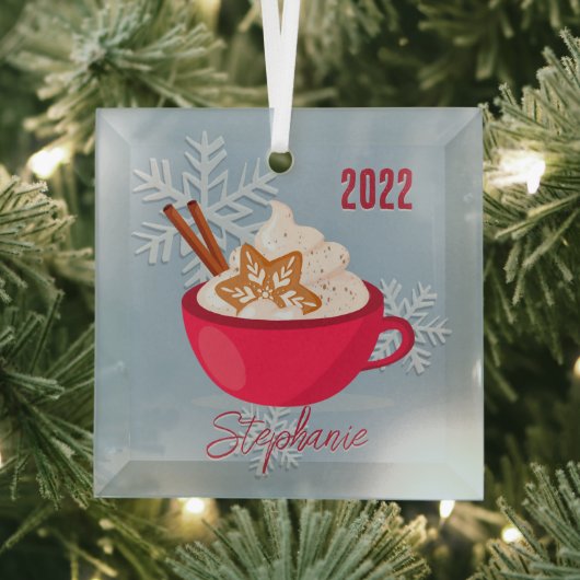 マグカップのクリスマスの味 ガラスオーナメント (インサイチュ)