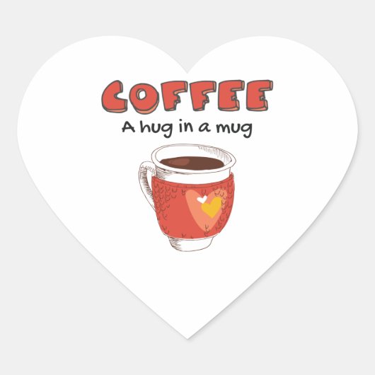 マグカップのコーヒー好きの贈り物でハグをコーヒーで飲む ハートシール (正面)