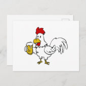 マグカップのビールを添えた鶏 |背景色の選択 ポストカード (正面/裏面)