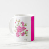 マグカップの上に赤いバラ。 コーヒーマグカップ (正面左)