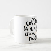 マグカップの中の抱擁 - 美しい手書き風デザイン コーヒーマグカップ (正面左)