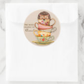 マグカップの積み重ねに可愛いヘッジホッグ書名ステッカー ラウンドシール (バッグ)