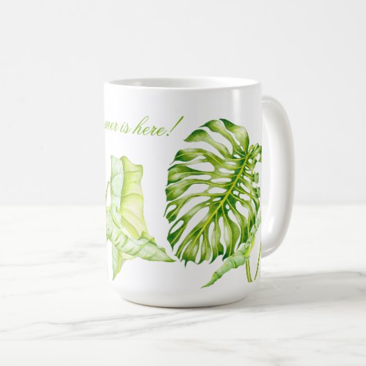 マグカップの葉クラシック状の彫刻 コーヒーマグカップ (正面右)