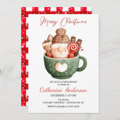 マグカップの赤ちゃんシャワーの可愛いクリスマス格言 招待状 (正面/裏面)