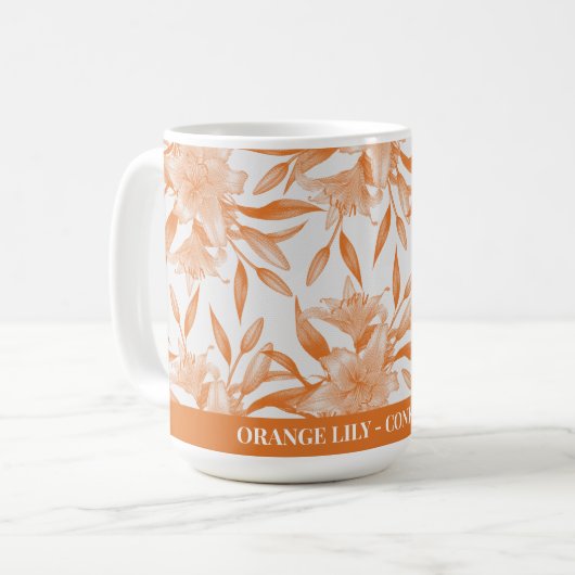マグカップを意味するオレンジリリー花 コーヒーマグカップ (正面左)