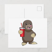 マグカップを持ったモグラ ポストカード (正面/裏面)