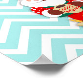 マグカップを持つ赤いパジャマのサンタクロース ポスター (角)