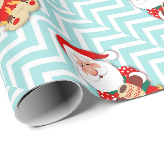 マグカップを持つ赤いパジャマのサンタクロース ラッピングペーパー (ロールコーナー)