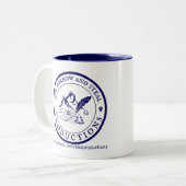 マグカップを物乞い、借り、盗む（白い青） ツートーンマグカップ (正面左)