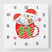 マグカップテーマかわいい猫たち スクエア壁時計 (正面)