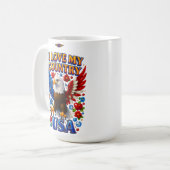 マグカップデザイン：私は私の国を愛する – USA トラベルマグ (正面左)