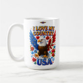 マグカップデザイン：私は私の国を愛する – USA トラベルマグ (左)