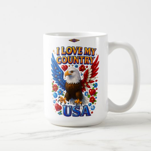 マグカップデザイン：私は私の国を愛する – USA トラベルマグ (右)